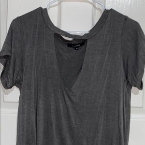 Gray T-shirt with cut out in the front